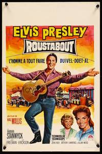 2b312 ROUSTABOUT Belgian '64 roving, restless, reckless Elvis Presley with guitar!