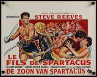 2b330 SLAVE Belgian '63 Il Figlio di Spartacus, cool art of Steve Reeves!