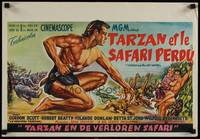 2b344 TARZAN & THE LOST SAFARI Belgian '57 great artwork of Gordon Scott in the title role!
