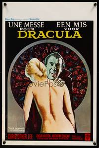 2b346 TASTE THE BLOOD OF DRACULA Belgian '70 different wacky art of vampire Christopher Lee!