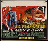 2b369 WAR LORD Belgian '65 Van De Heste art of Charlton Heston all decked out in armor with sword!