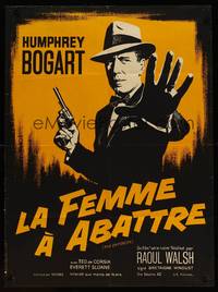 2b420 ENFORCER French 23x30 R60s artwork of Humphrey Bogart close up with gun in hand!