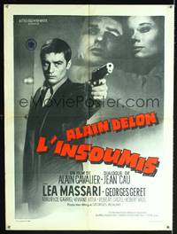 2b438 HAVE I THE RIGHT TO KILL French 23x32 '64 cool image of Alain Delon with gun & Lea Massari!