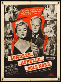 2b440 HOUSE OF INTRIGUE French 23x32 '58 cool image of spies Curt Jurgens & Dawn Addams!
