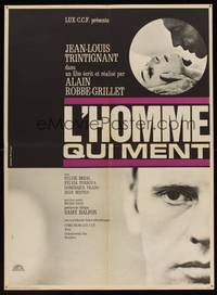 2b452 L'HOMME QUI MENT French 23x31 '68 Jean-Louis Trintignant, Sylvie Breal, Bourduge art!