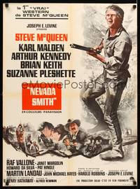 2b479 NEVADA SMITH French 23x32 '66 Steve McQueen drank, killed, loved & never forgot how to hate!