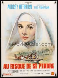 2b484 NUN'S STORY French 23x32 '59 wonderful Mascii art of religious missionary Audrey Hepburn!