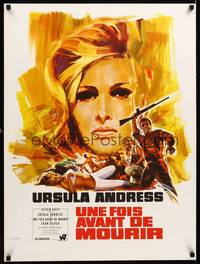 2b487 ONCE BEFORE I DIE French 23x32 '66 great Landi art of sexy Ursula Andress, WWII!