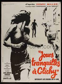 2b498 QUIET DAYS IN CLICHY French 24x32 '70 Paul Valjean, sexy Loris art of woman running!