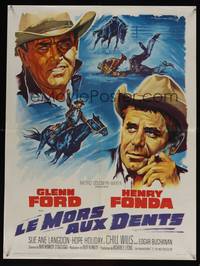 2b505 ROUNDERS French 24x32 '65 great Soubie art of Glenn Ford & Henry Fonda!