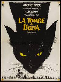 2b527 TOMB OF LIGEIA French 23x32 '65 Vincent Price, Roger Corman, Edgar Allan Poe, cool cat art!