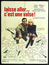 2b531 TROUBLESHOOTERS style B French 23x32 '71 Jean Yanne & Mireille Darc! sit on top of corpses!