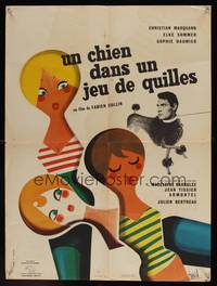 2b534 UN CHIEN DANS UN JEU DE QUILLES French 23x31 '62 Elke Sommer, great Hurel artwork!