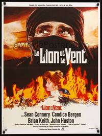 2b547 WIND & THE LION French 23x32 '75 art of Sean Connery & Candice Bergen, directed by Milius!