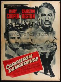 2b550 WRECK OF THE MARY DEARE French 23x32 '59 close-ups of Gary Cooper & Charlton Heston!