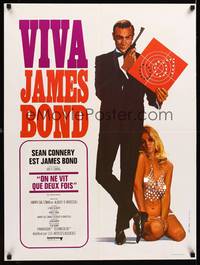 2b554 YOU ONLY LIVE TWICE French 23x32 R70 art of Sean Connery as James Bond & sexy girl!
