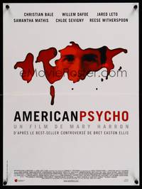 2b563 AMERICAN PSYCHO French 15x21 '00 bloody image of psychotic yuppie killer Christian Bale!