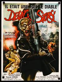2b589 DEVIL STORY French 15x21 '85 Bernard Launois, wild horror art of Nazi monster w/shotgun!