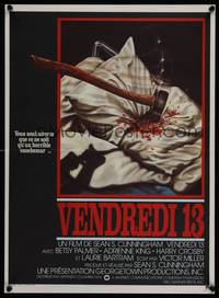 2b608 FRIDAY THE 13th French 15x21 '81 great different Joann art, slasher horror classic!