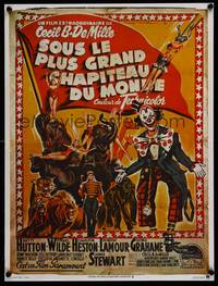 2b620 GREATEST SHOW ON EARTH French 15x21 R70s DeMille circus classic,Charlton Heston, Stewart!