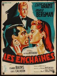 2b482 NOTORIOUS French 24x32 R54 Cary Grant, Ingrid Bergman, Aflred Hitchcock directed!