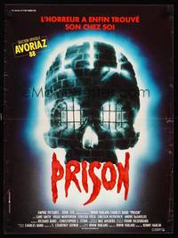 2b680 PRISON French 15x21 '88 Renny Harlin, cool horror artwork of skull jail!