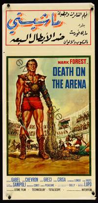 2b731 COLOSSUS OF THE ARENA Italian locandina '62 art of Mark Forest, Death on the Arena!