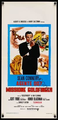 2b765 GOLDFINGER Italian locandina R70s cool art of Sean Connery as James Bond 007!