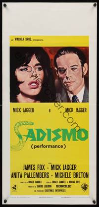 2b807 PERFORMANCE Italian locandina '71 directed by Nicolas Roeg, Nistri art of Mick Jagger!
