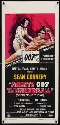 2b834 THUNDERBALL Italian locandina R1970s art of Sean Connery as James Bond by Ciriello!