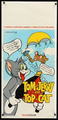 2b837 TOM & JERRY Italian locandina '67 great artwork of wacky cat & mouse!