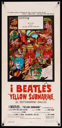 2b845 YELLOW SUBMARINE Italian locandina R70s psychedelic art of Beatles John, Paul, Ringo, George