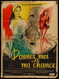 2c260 DONNEZ-MOI MA CHANCE French 23x31 '57 great Marquet artwork of beautiful women!