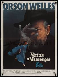 2c268 F FOR FAKE French 23x30 '76 Orson Welles' Verites et mensonges, fakery, Ferracci art!