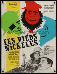 2c306 LES PIEDS NICKELES French 21x28 '64 Jean-Claude Chambon, wacky artwork!