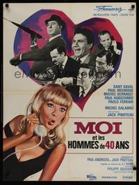 2c315 ME & THE FORTY YEAR OLD MAN French 23x31 '65 Dany Saval, cool Charles Rau artwork!