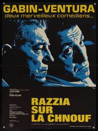 2c330 RAZZIA French 23x31 '55 cool Rau artwork of Jean Gabin & Lino Ventura!