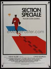 2c339 SPECIAL SECTION French 23x32 '75 Costa-Gavras, cool Ferracci artwork of bloody footprints!