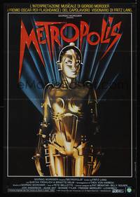 2c373 METROPOLIS Italian 1sh R84 Fritz Lang classic, great art of female robot by Nikosey!