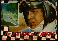 2c462 LE MANS Italian photobusta '71 close up of race car driver Steve McQueen in classic race!