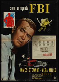 2c391 FBI STORY Italian lrg pbusta '59 great close-up of detective Jimmy Stewart!