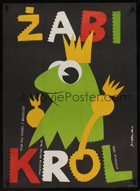 2c588 FROSCHKONIG Polish 27x37 '88 great Jakub Erol artwork of frog king!
