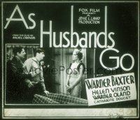 2d122 AS HUSBANDS GO glass slide '34 Helen Vinson cheats on husband Warner Baxter w/G.P. Huntley!
