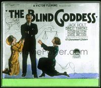 2d123 BLIND GODDESS glass slide '26 Jack Holt + art of blindfolded Lady Justice holding scales!