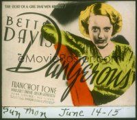 2d128 DANGEROUS glass slide '35 super close up of alcoholic actress Bette Davis!