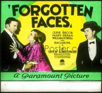 2d130 FORGOTTEN FACES glass slide '28 Clive Brook with gun, Olga Baclanova, early William Powell!