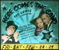 2d135 HERE COMES THE BAND glass slide '35 Ted Lewis with clarinet + Virginia Bruce & Ted Healy!