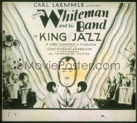 2d140 KING OF JAZZ glass slide '30 cool art of Paul Whiteman + cool deco design with naked girls!
