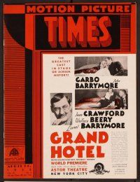 2d038 MOTION PICTURE TIMES exhibitor magazine April 14, 1932 Grand Hotel's greatest cast!