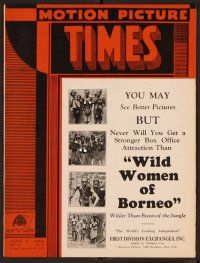 2d042 MOTION PICTURE TIMES exhibitor magazine June 2, 1932 Wild Women of Borneo, naked natives!
